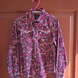 Wrangler Magenta Paisley Western Shirt